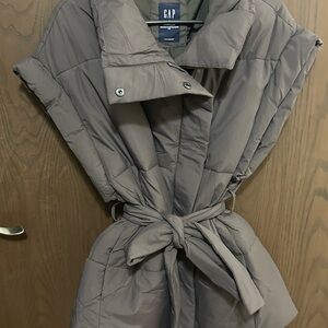 GAP brown Quilted Belted Vest